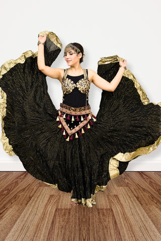 Lurex solid Skirt black with gold border