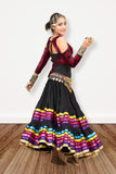 Drop shoulder Velvet Choli Black/burgundy