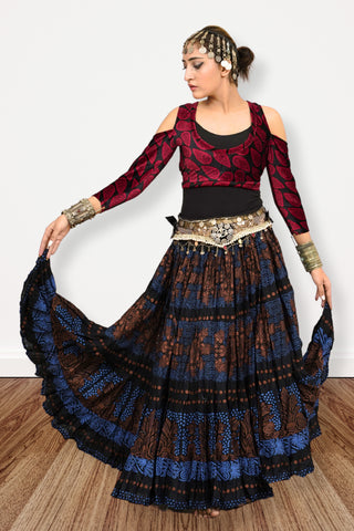 Drop shoulder Velvet Choli Black/burgundy