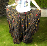 Block print Jaipur multi dot skirt black