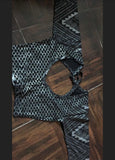 Block print assuit pattern drop shoulder choli silver black