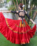 Red multi Sari border Skirt