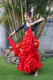 Red multi Sari border Skirt