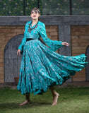 Block print skirt turqouise with Silver Design