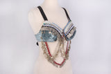 Double Drape Bra Belt Grey Taupe