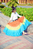 3 tone skirt orange/lemon/blue