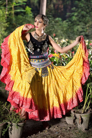 Jodha Maharani Skirt 2 tone yellow/orange