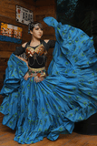 Block print peacock skirt turqouise