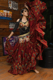 Block print peacock skirt burgundy
