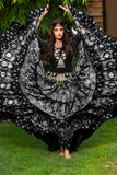 Block print Assuit pattern skirt Oriental Border Black/Silver