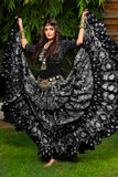 Block print Assuit pattern skirt Oriental Border Black/Silver