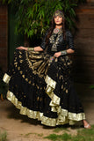 Black Jacquard skirt with gold border