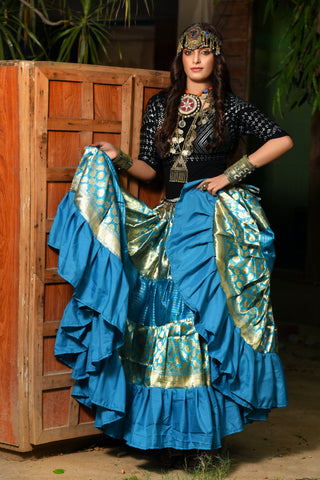 Turqouise banarsi skirt #2