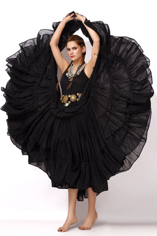 Solid color Skirt black 100% cotton