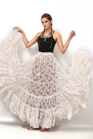 White lace skirt