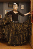 Block print Assuit pattern skirt Black/Gold Design #2