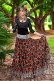 Block print skirt oriental sunset