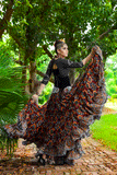 Block print skirt oriental sunset