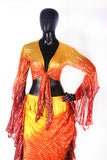 Lurex Tie on top yellow/orange/burgundy
