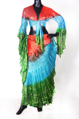 Lurex Tie on top red/turqouise/green