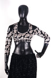 Drop shoulder Velvet Choli Black/white