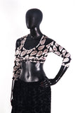 Drop shoulder Velvet Choli Black/white