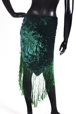 velvet hip scarf dark green