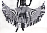 Black/White Stripe Polka Dot Block Print Skirt 25yards