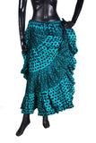 Turqouise/Black Stripe Polka Dot Block Print Skirt