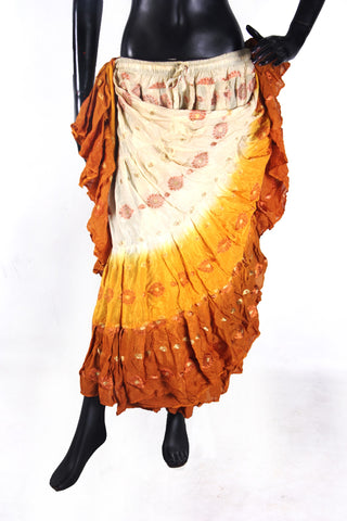 Jaquard bindi Skirt white/yellow/copper