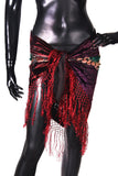 velvet hip scarf Tye Dye Burgundy