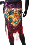 velvet hip scarf Tye Dye Burgundy