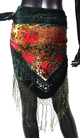 velvet hip scarf Tye Dye Green