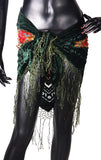 velvet hip scarf Tye Dye Green