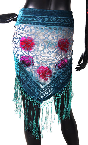 velvet hip scarf Tye Dye Sea Green