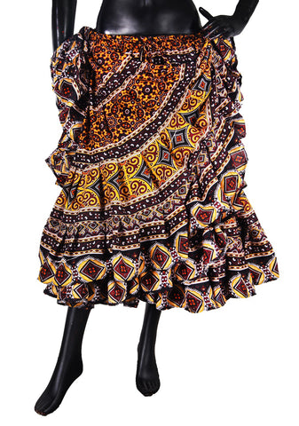 Block Printed Skirt Hyderabadi Gold