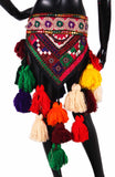 Tribal Multi Colored Embroidery Belt Cum Hipscarf Made From Wool Tassels.