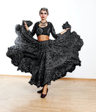 Block print skirt geometric pattern design black/silver