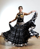 Block print skirt black beauty with shiny silver border