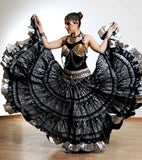 Block print skirt black beauty with shiny silver border