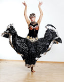 Black lace skirt with silver border