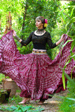 Block print lurex assuit skirt burgundy