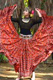 Block print Assuit pattern skirt orange/silver
