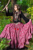 Block print Assuit pattern skirt pink/silver