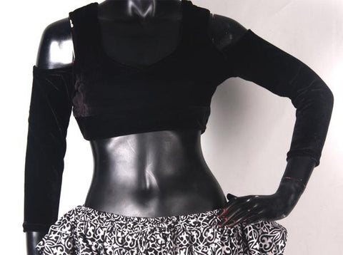Drop shoulder velvet Choli Black