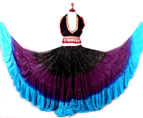 Lurex 3Tone Skirt Black/Purple/Turquoise
