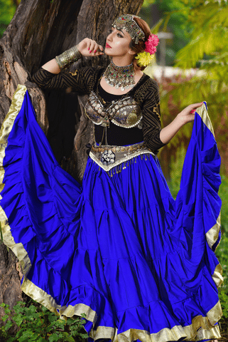 Gold border Skirt Blue