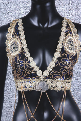Halter Top Blue/Gold