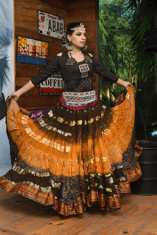 Senoritas skirt mustard brown with padma border