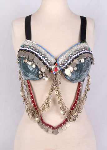 Double Drape Bra Belt Grey Taupe